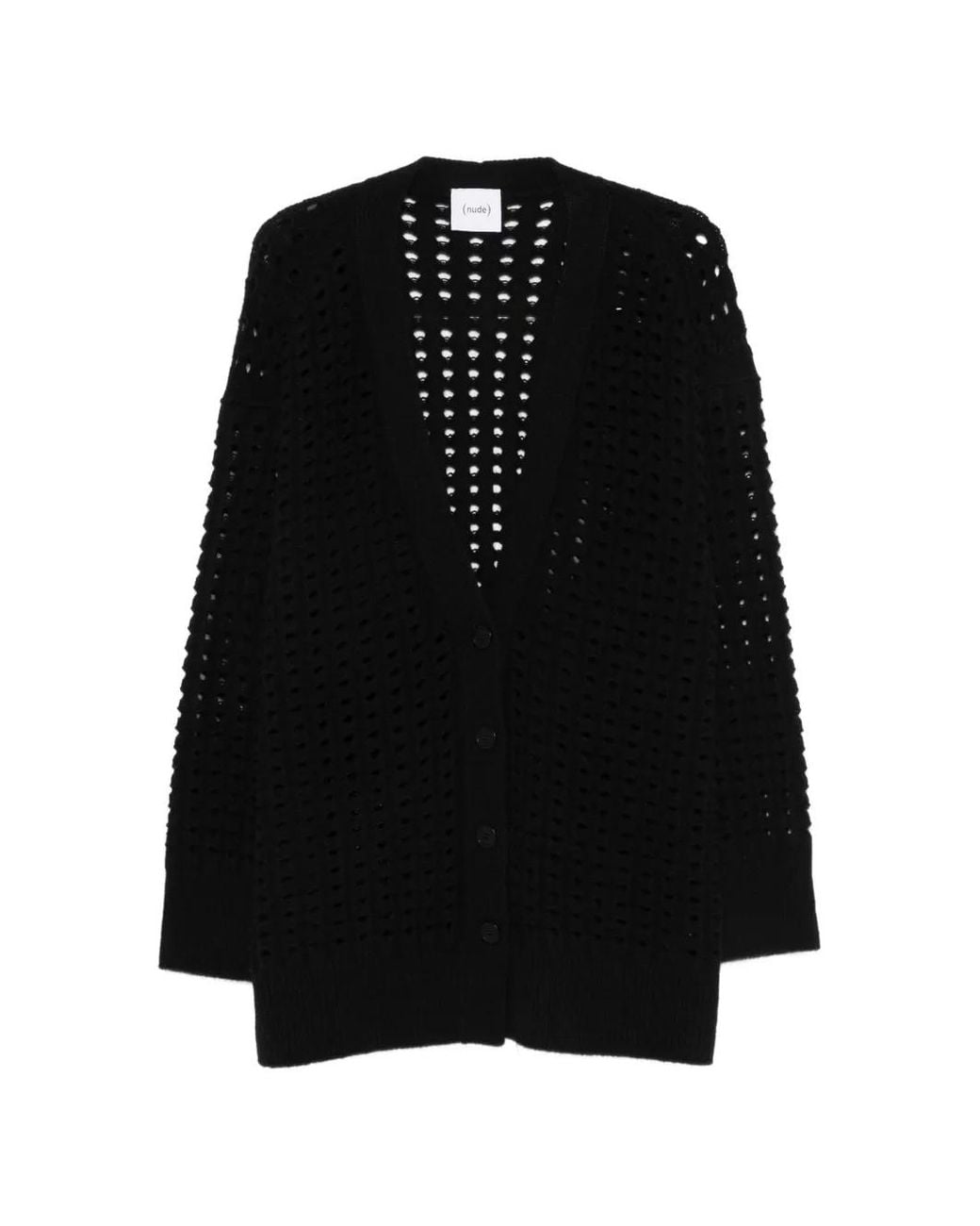 Nude Black Open-Knit Wool Sweater