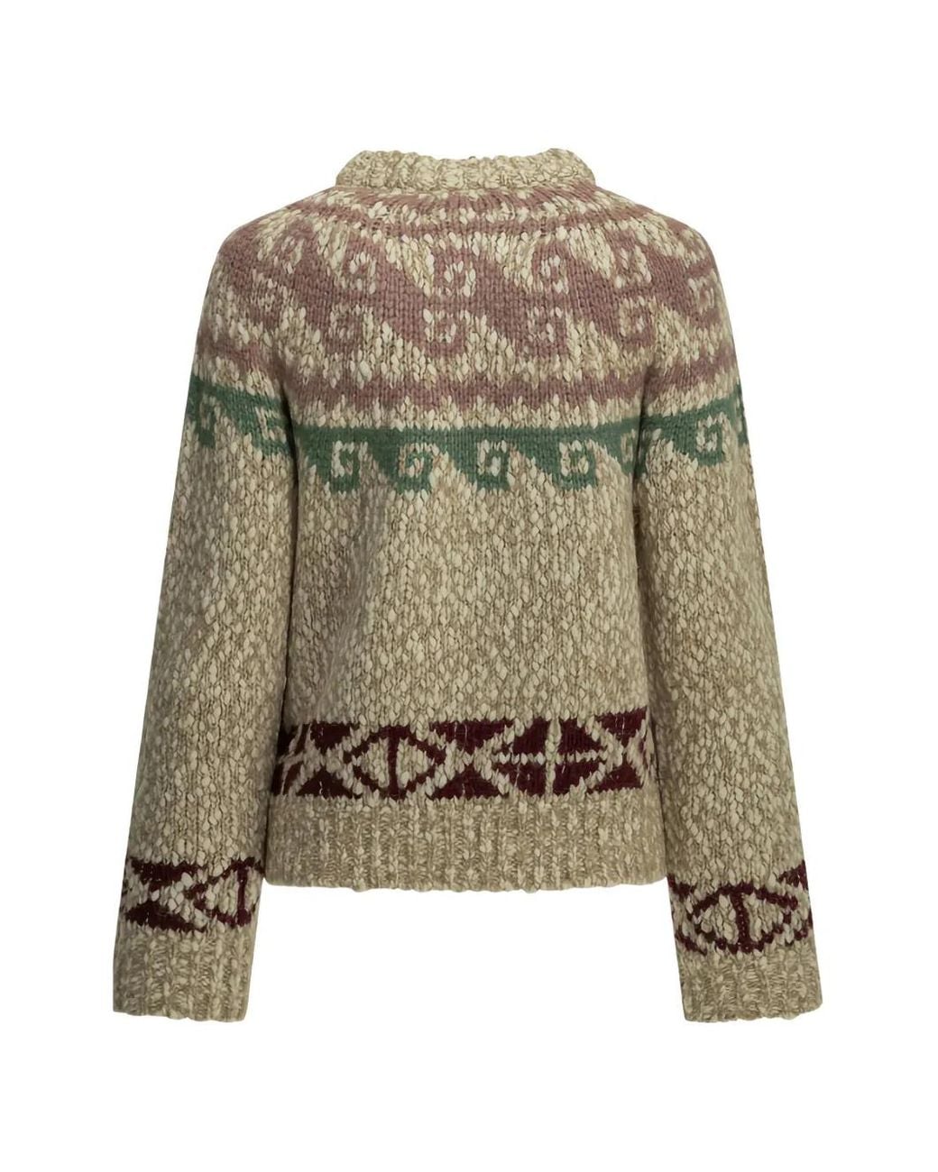 Moncler Green Fair-Isle-Knit Sweater