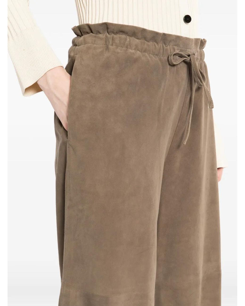James Perse Brown Suede Paperbag Trousers