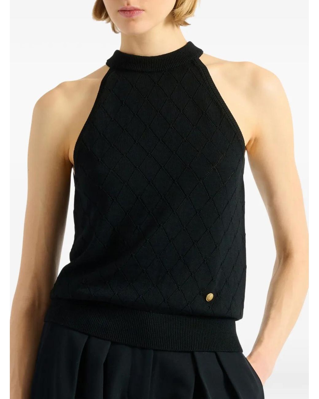 Balmain Black Wool Top