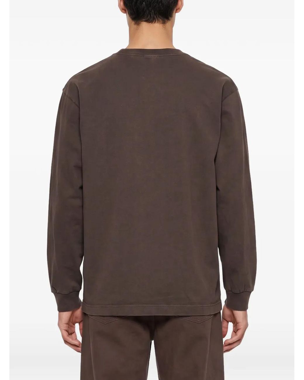 Carhartt Brown Logo-Patch Long-Sleeved T-Shirt for men