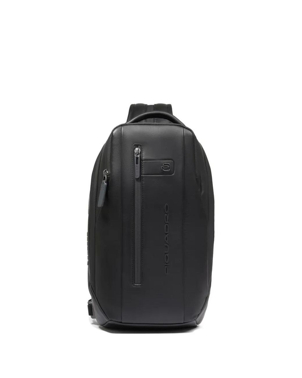 Piquadro Black Leather Convertible Backpack for men