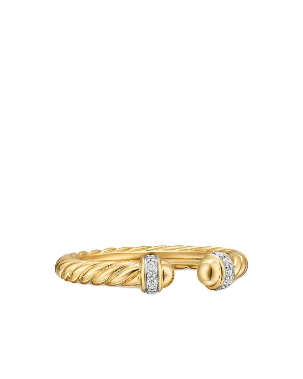 David Yurman Metallic 18Kt Cable Band Open Diamond Ring (2.8Mm)