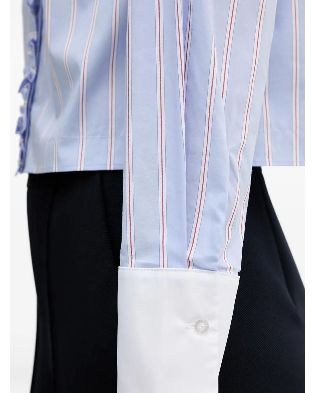 Ouí Blue Ruffled Striped Shirt