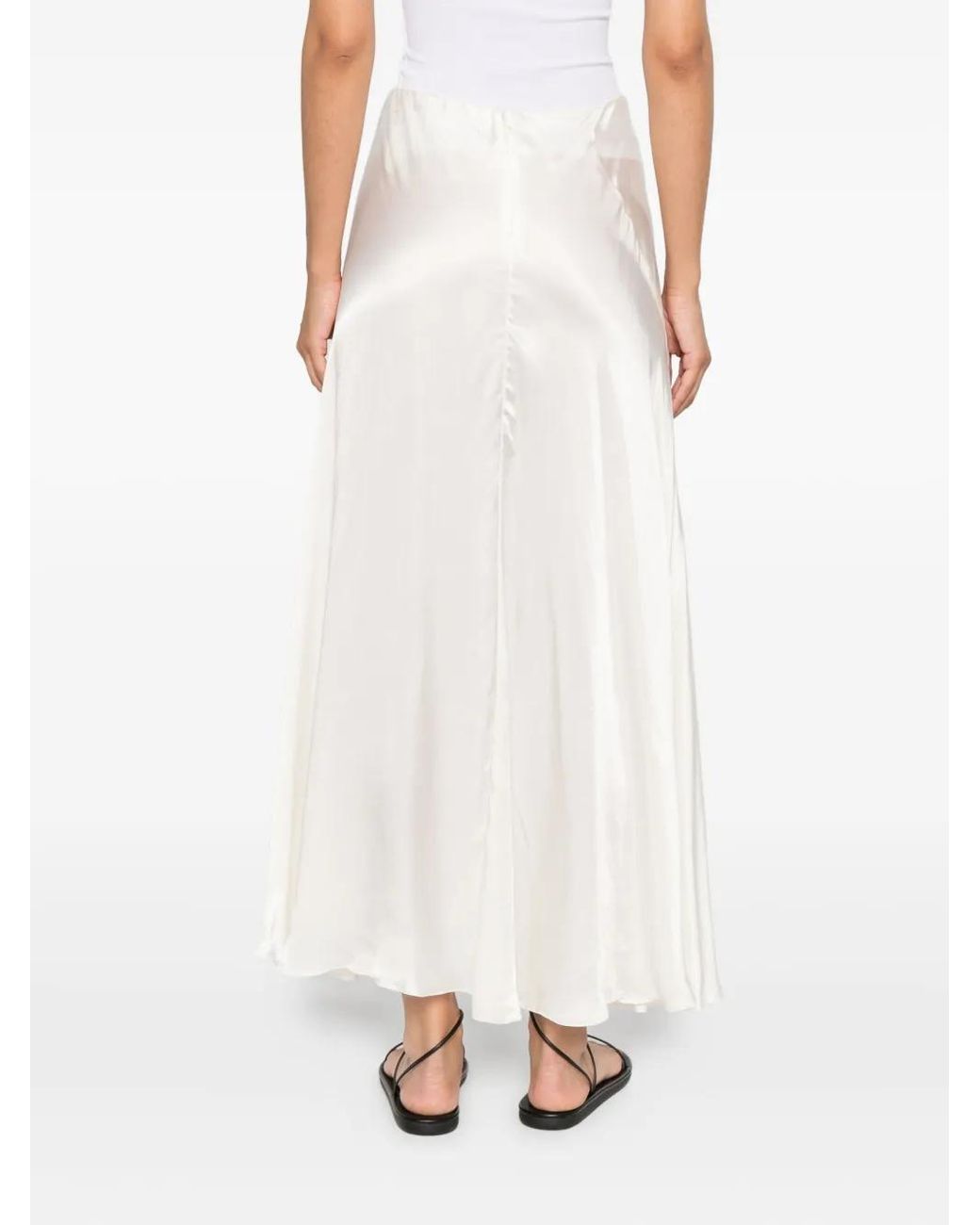 The Row White Asymmetrical Silk Skirt