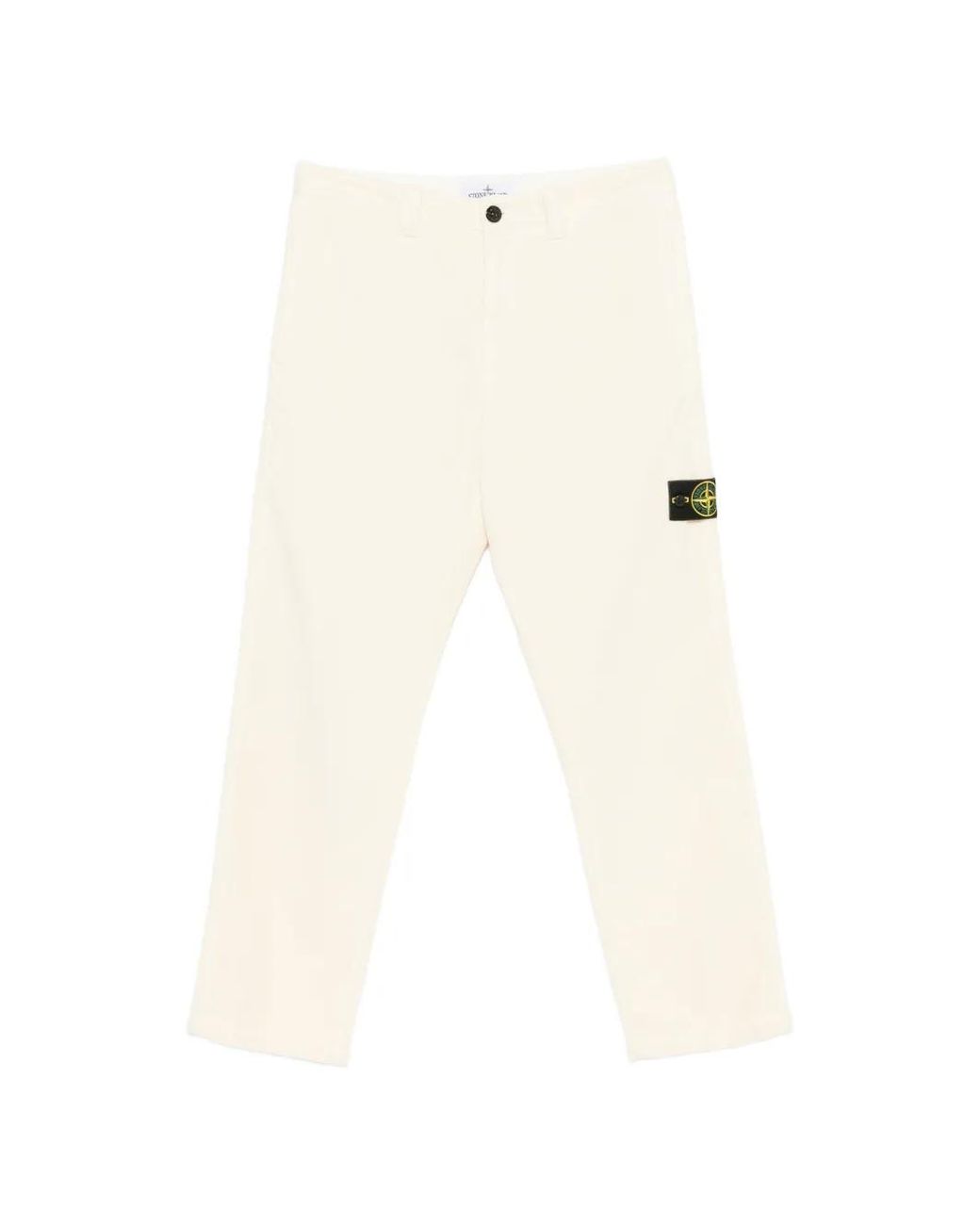 Stone Island White 3100059 Organic Cotton Corduroy 800 Chino Trousers for men