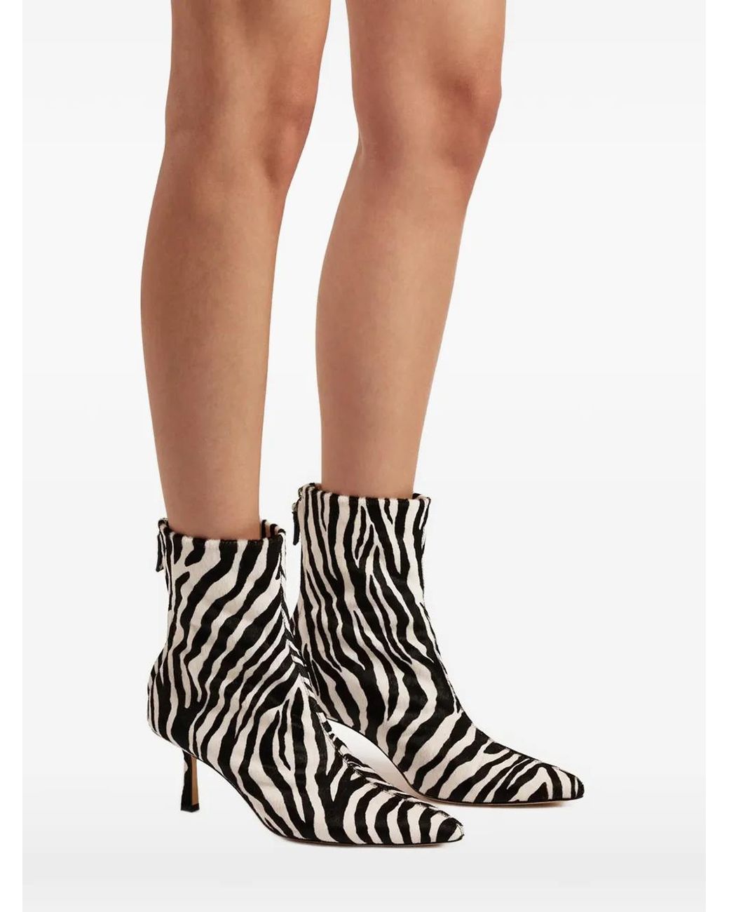 STUDIO AMELIA Black Petra Zebra-Print Ankle Boots