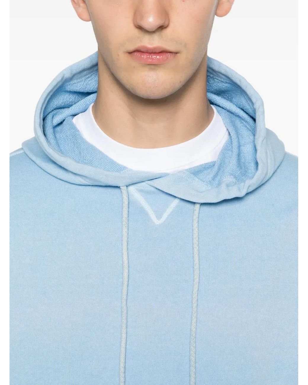 FILIPPO DE LAURENTIIS Blue Drawstring-Fastening Cotton Hoodie for men