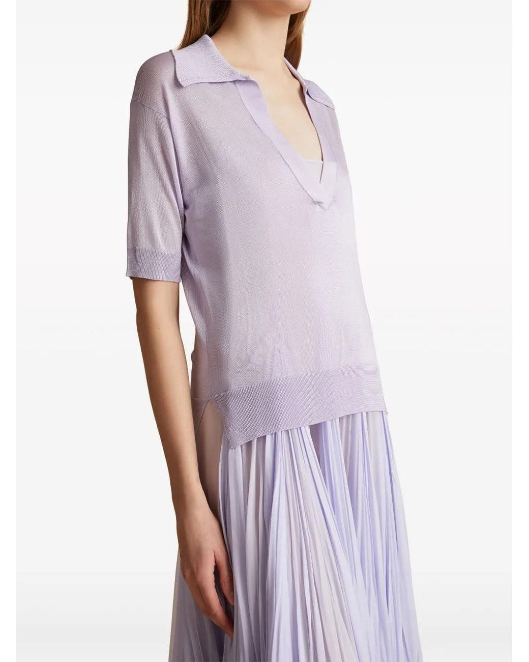 Khaite Purple The Julita V-Neck Polo Top