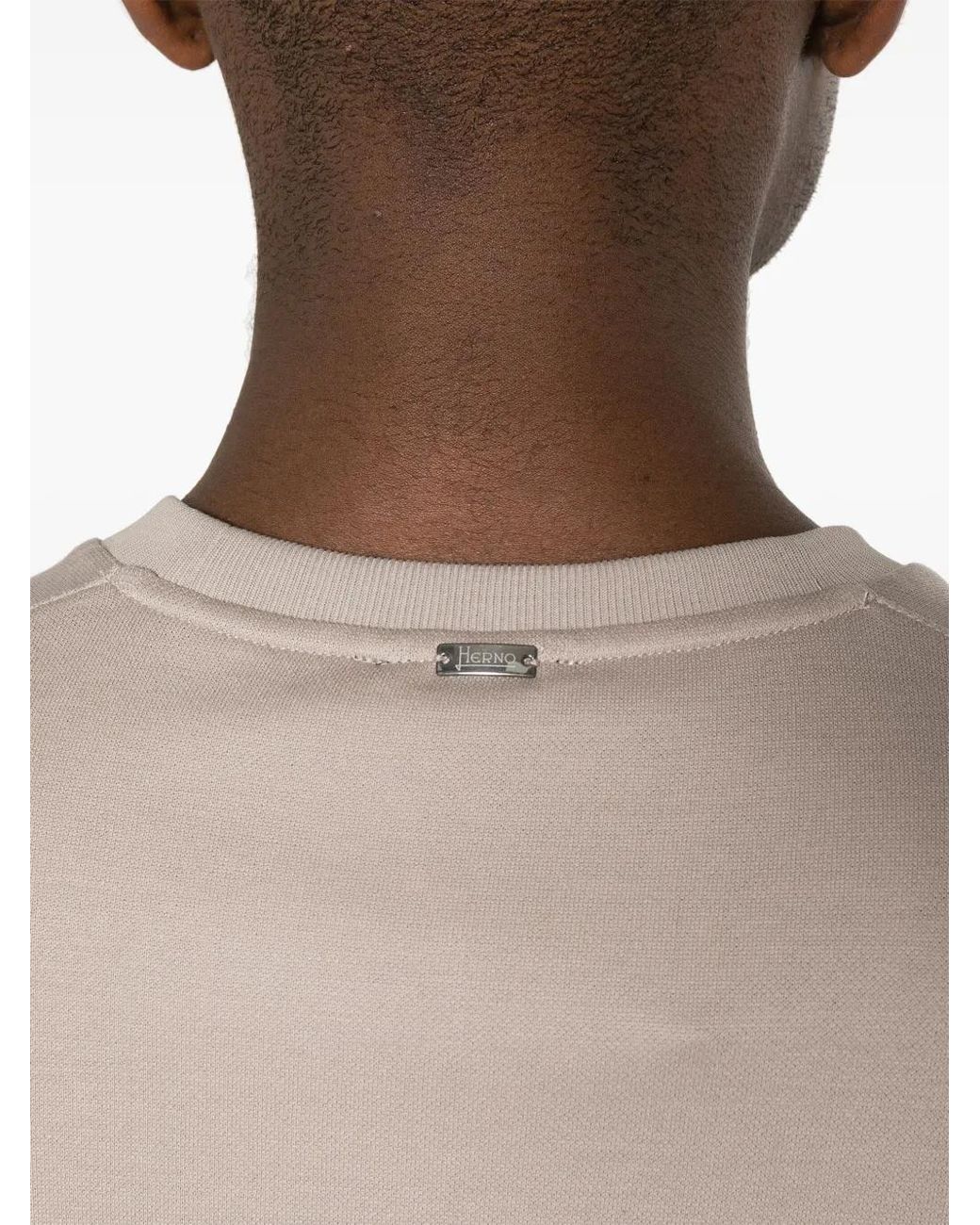 Herno White Logo Plaque Cotton T Shirt for men
