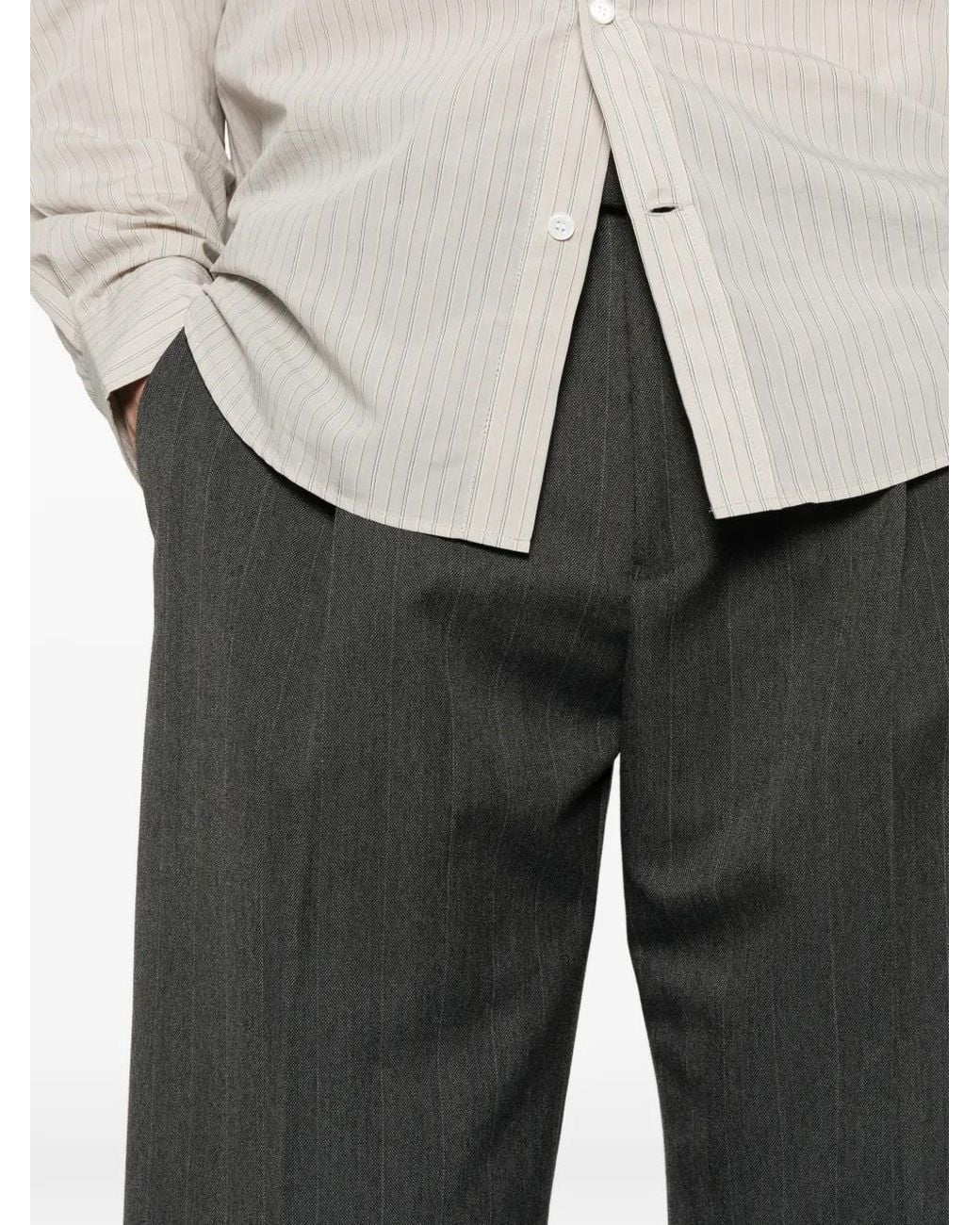 Our Legacy Gray Slack Pinstripe Trousers for men