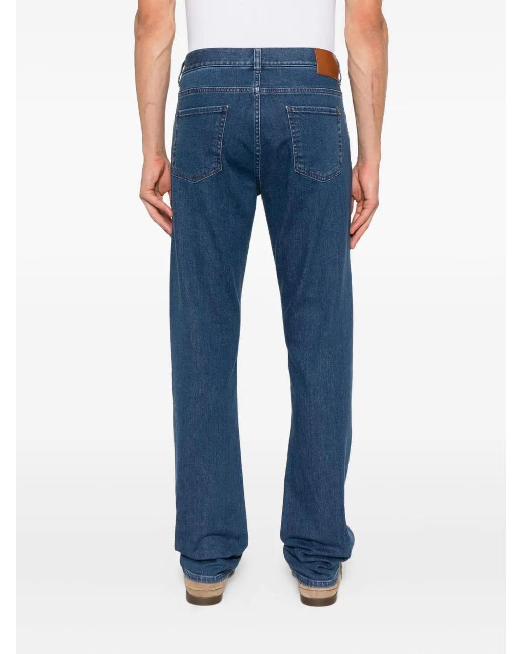 Canali Blue Cotton-Blend Jeans for men