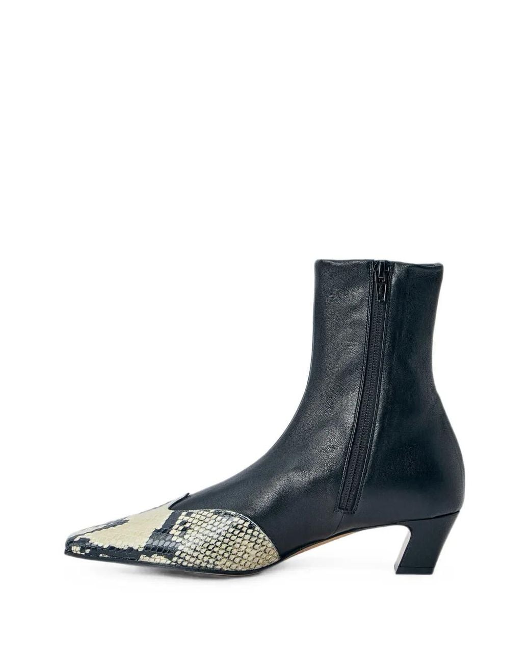 Khaite Blue Snakeskin-Effect Pointed-Toe Ankle Boots