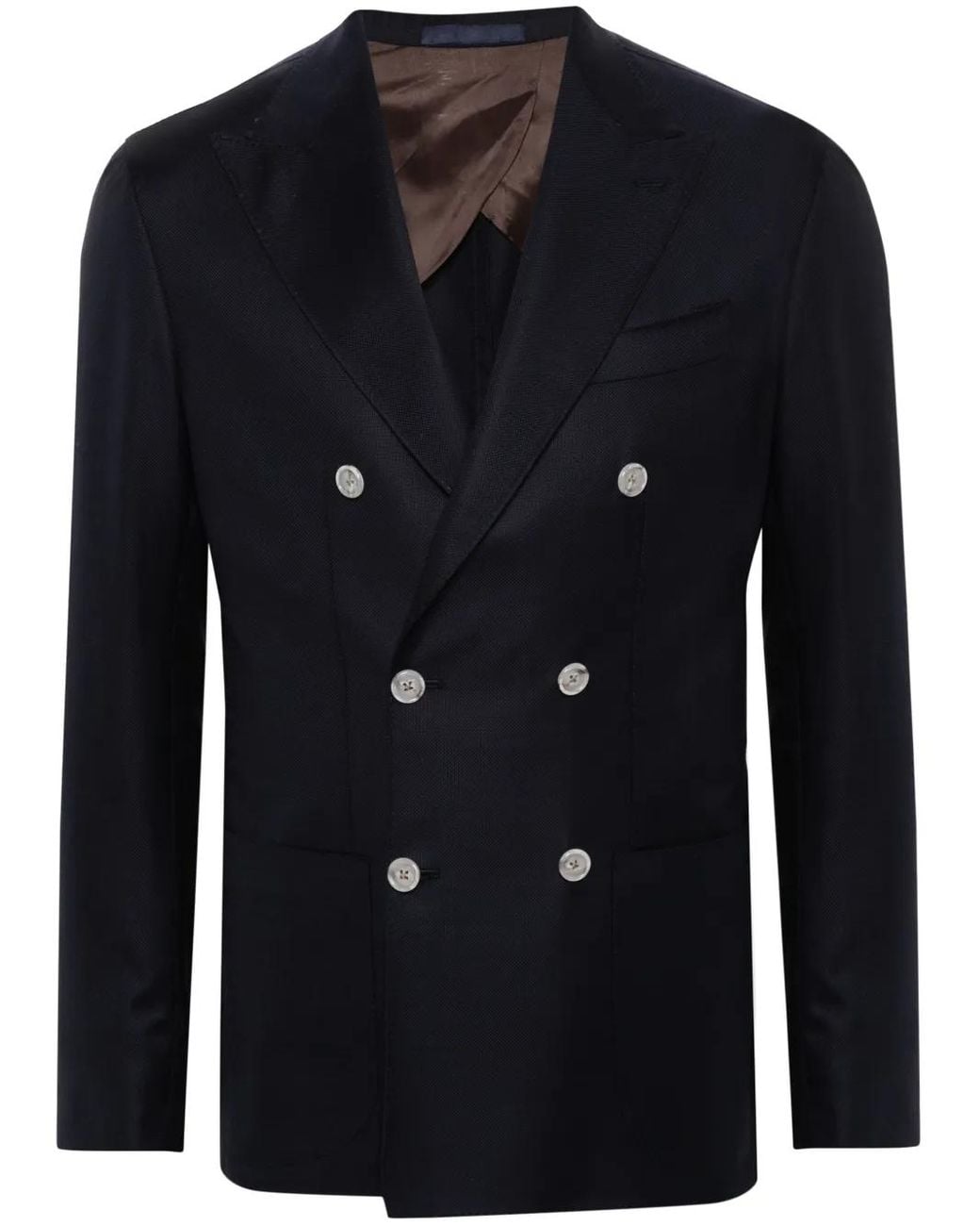 Barba Napoli Blue Double-Breasted Blazer for men