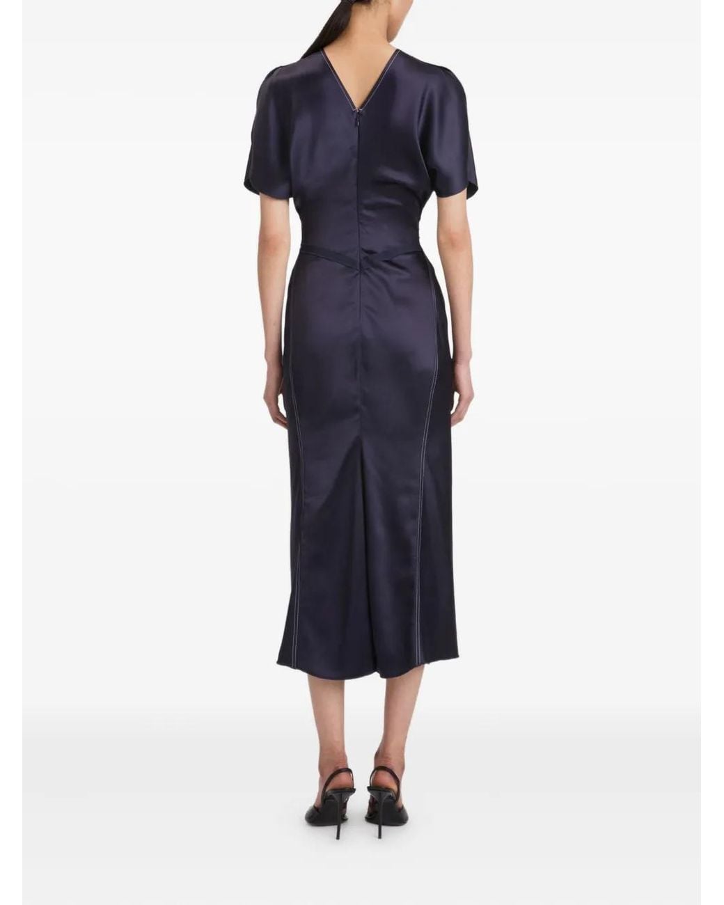 Victoria Beckham Blue Bela Ruched Midi Dress