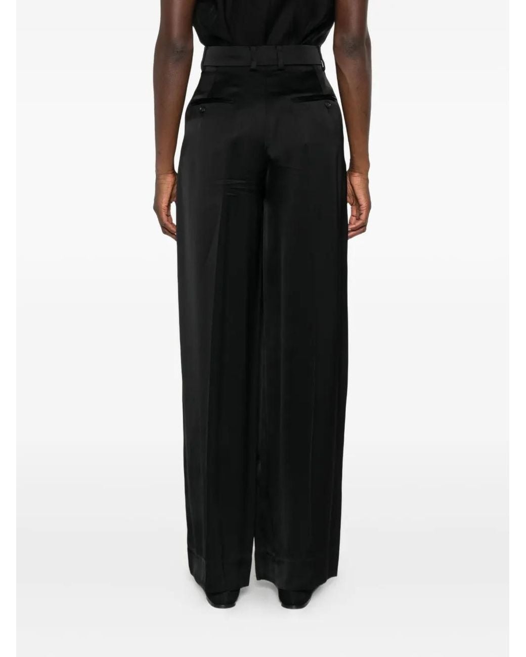 Totême  Black Satin-Finish Trousers