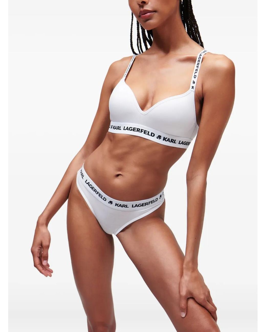Karl Lagerfeld White Logo-Underband Padded Bra