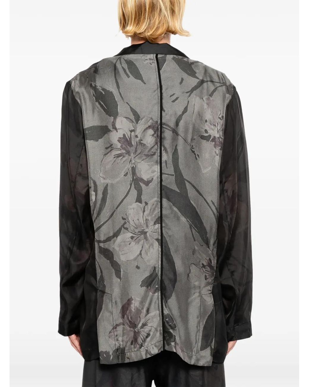 Giovanni Cavagna Black Floral-Print Blazer for men