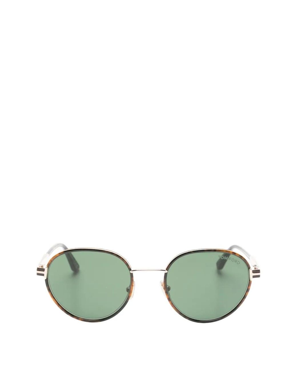 Tom Ford Green Lunettes De Soleil Jet-02 À Monture Ronde Effet Écaille De Tortue