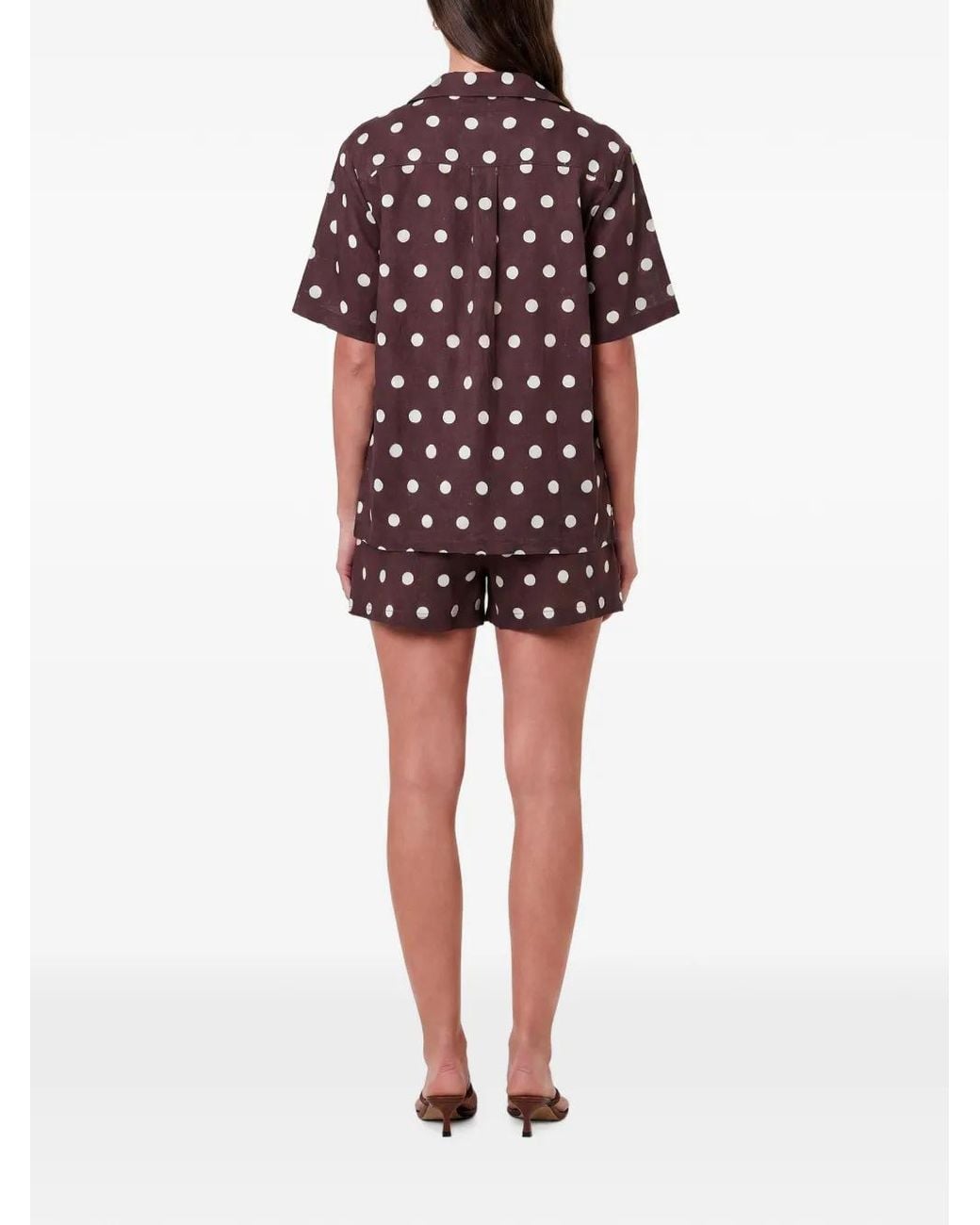 Nicholas Red Sonora Shirt Espresso Ivory Polka-Dot