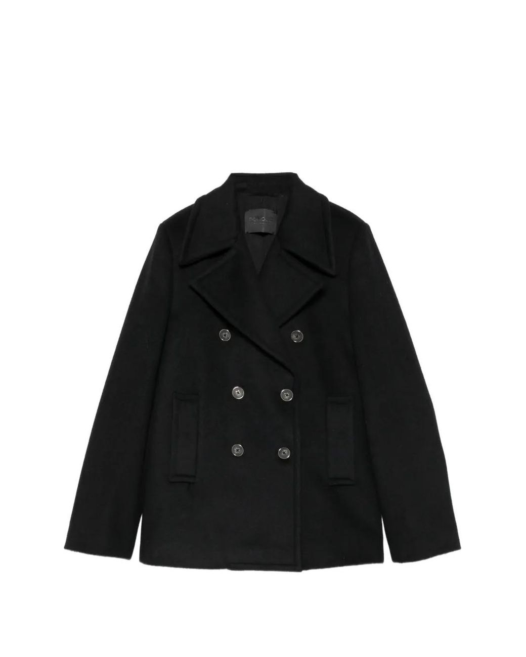 Dondup Black Double-Breasted Pea Coat