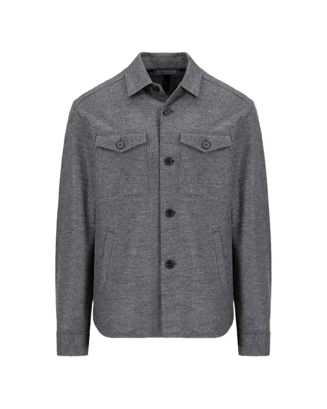 Harris Wharf London Gray Button-Up Shirt Jacket for men