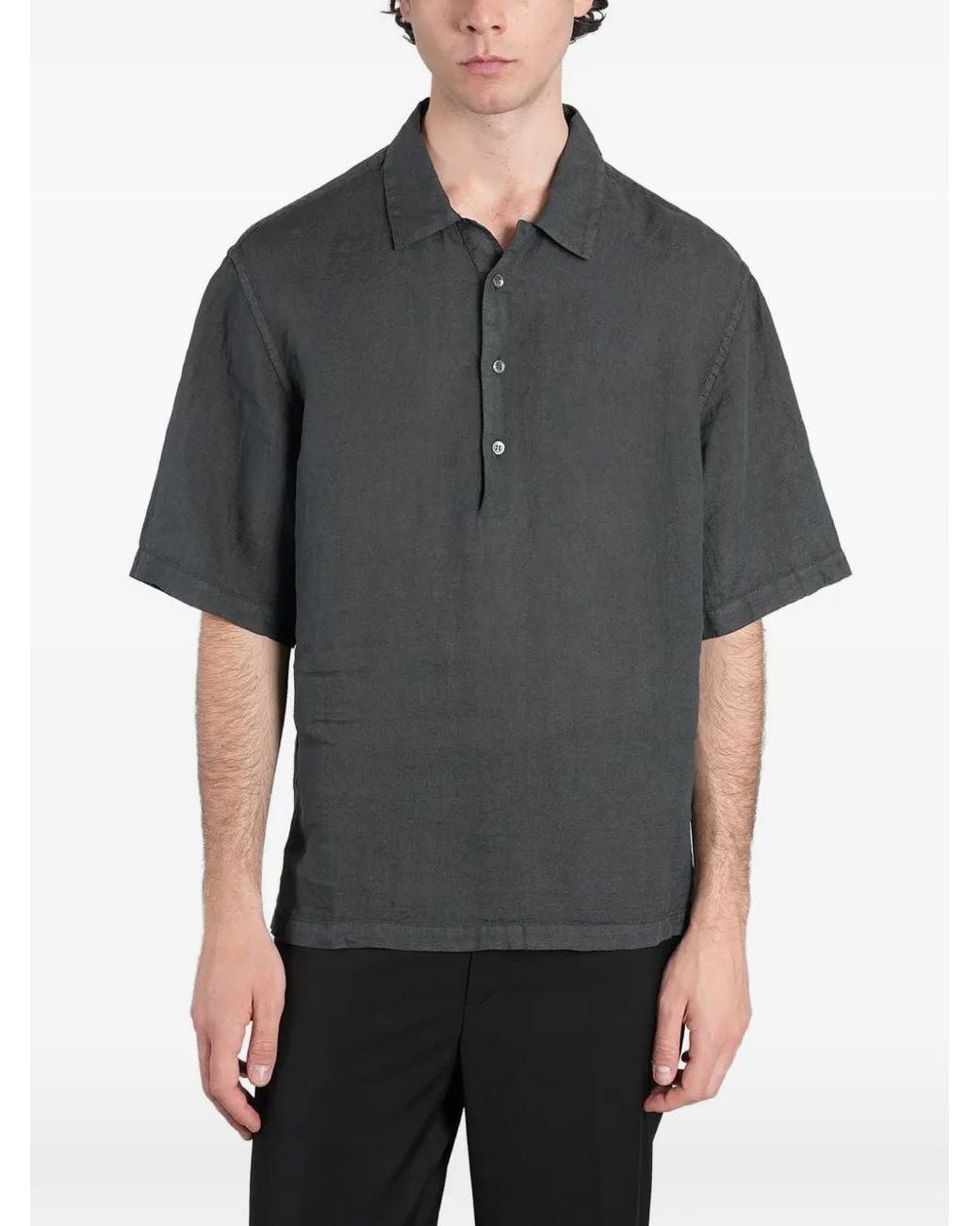 Barena Gray Mola Linen Polo Shirt for men