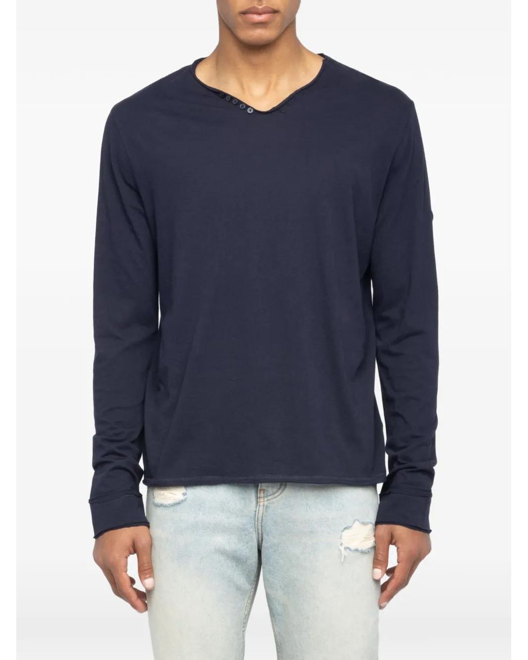 Zadig & Voltaire Blue Monastir Henley T-Shirt for men