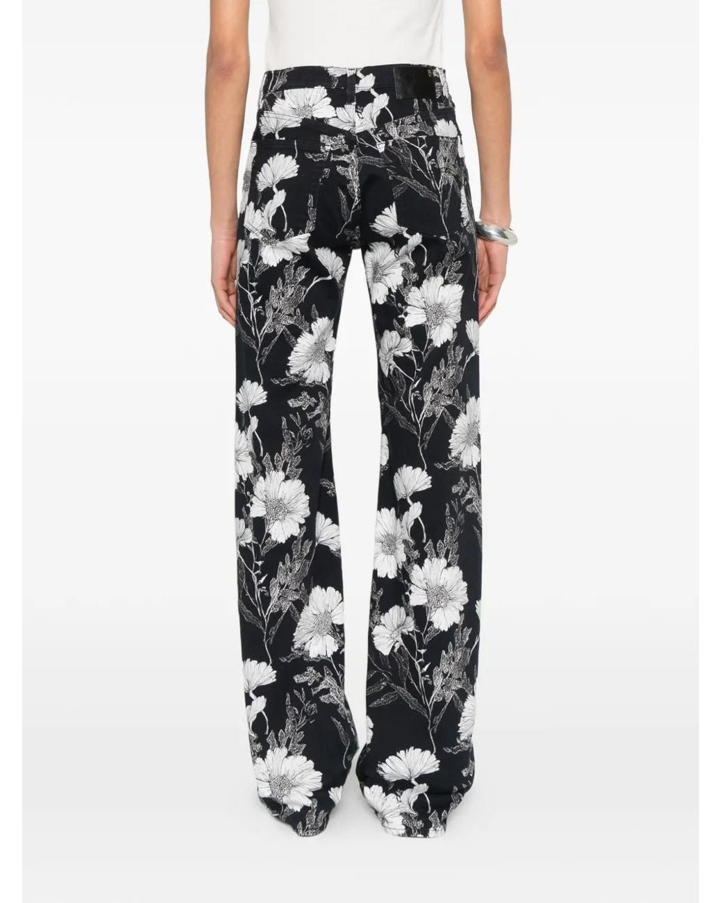 R13 White Jane Flower-Print Jeans