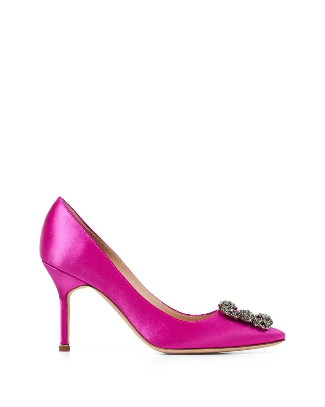 Manolo Blahnik Pink Hangisi 90 Crystal-Buckle Pumps