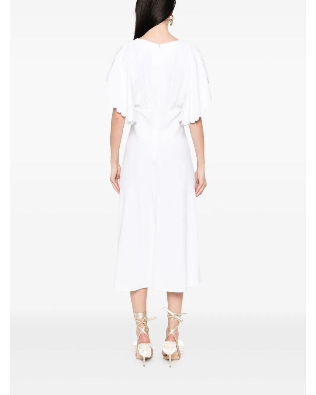 Elisabetta Franchi White Crepe Midi Dress