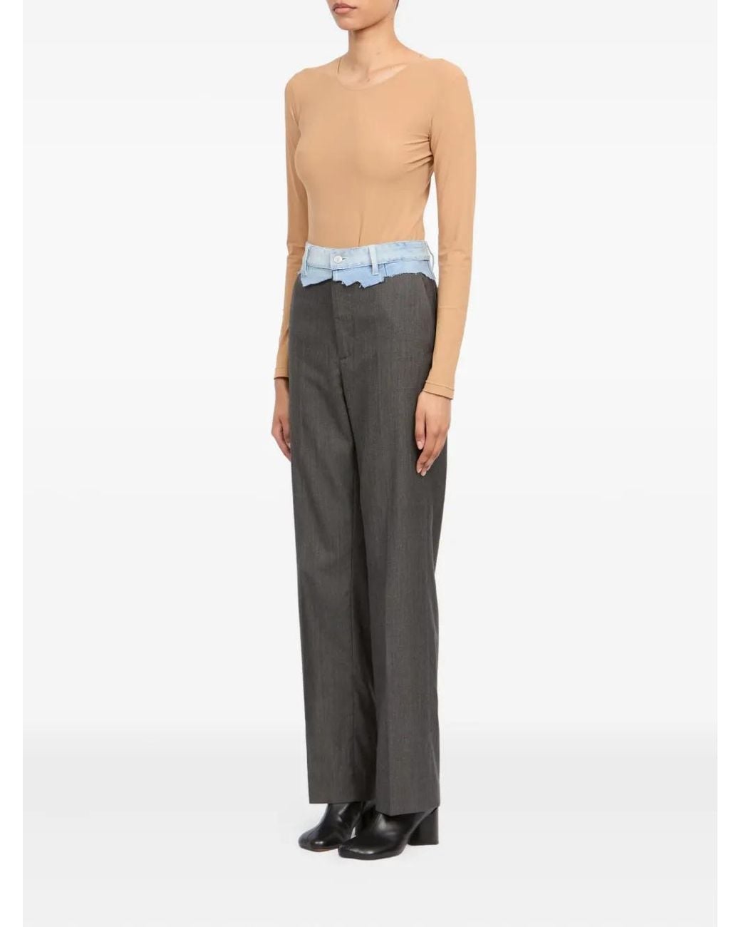 MM6 by Maison Margiela Gray Denim Panel Trousers
