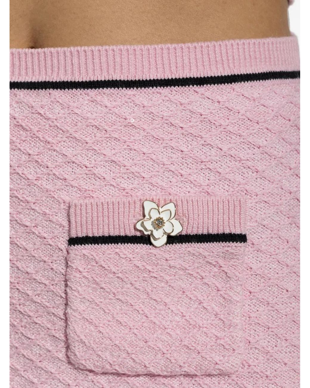 Self-Portrait Pink Flower Knit Mini Skirt