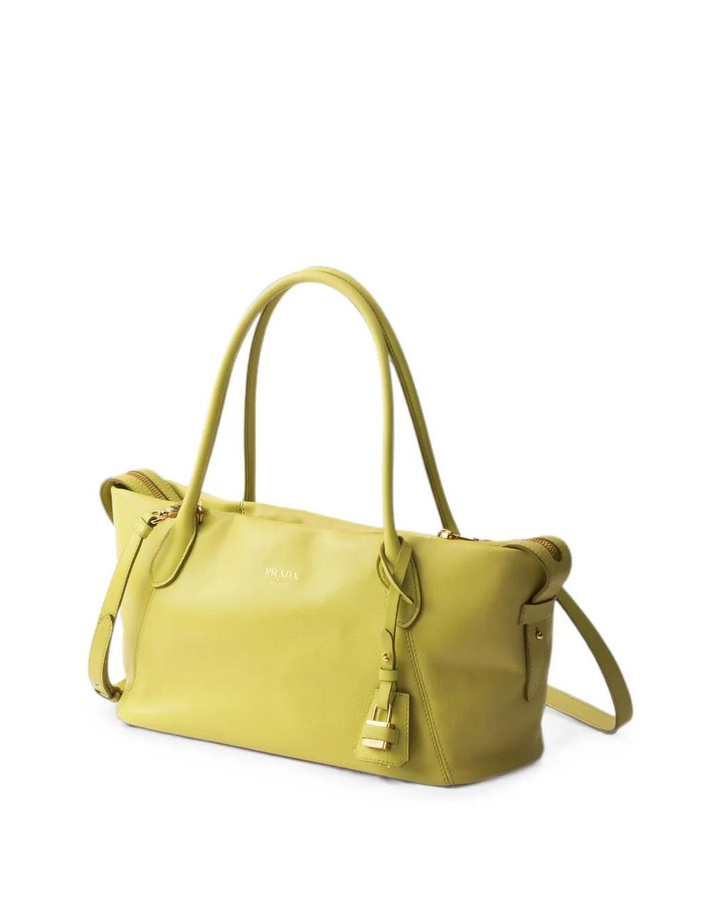 Prada Yellow Grand Sac À Main Ouvert En Cuir