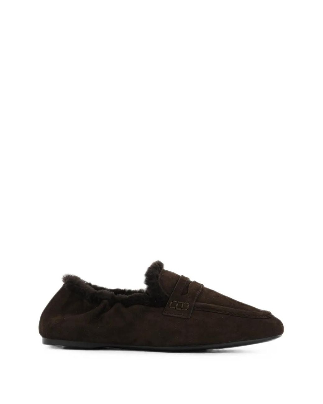 Guglielmo Rotta Black Shearling-Trim Suede Loafers