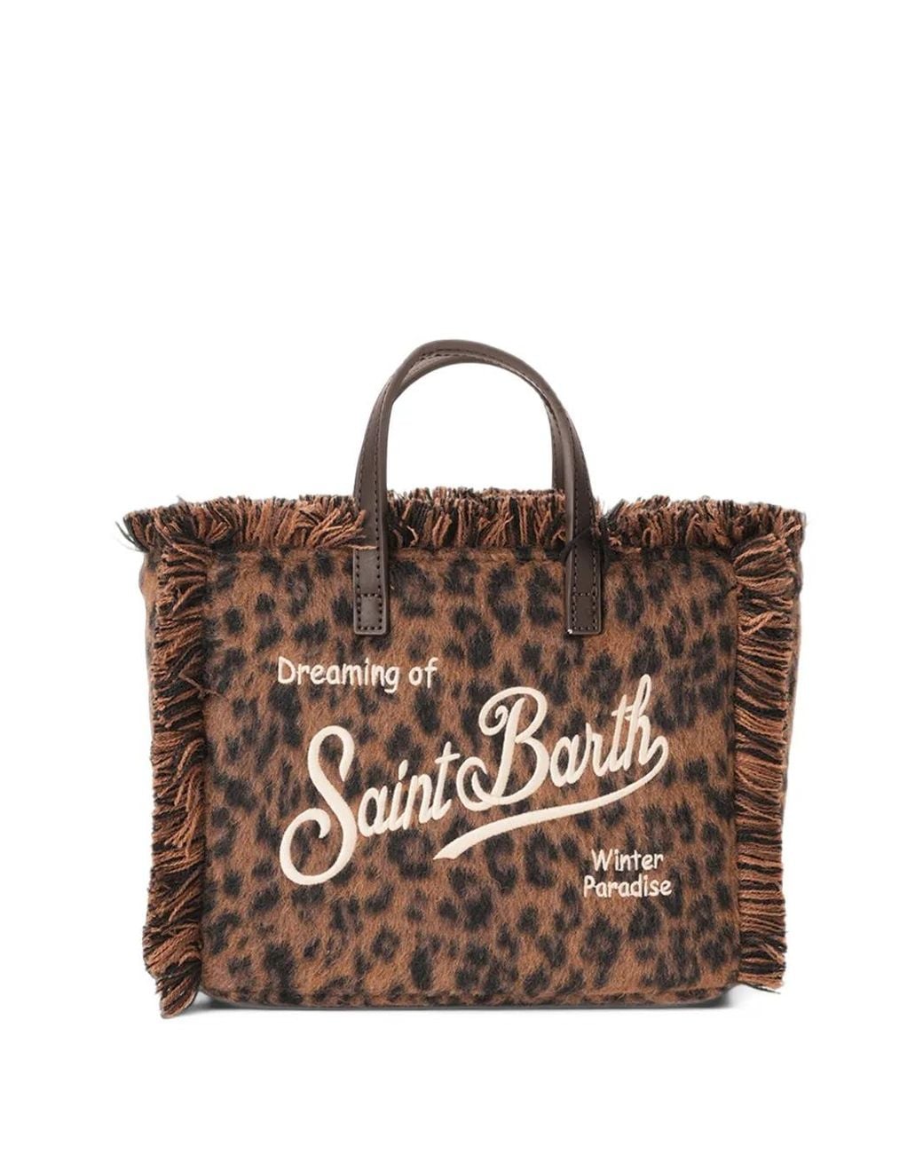 Mc2 Saint Barth Brown Mini Vanity Felt Bag With Leopard Print