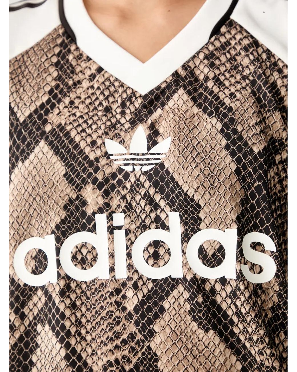 Adidas Brown Snakeskin-Print T-Shirt