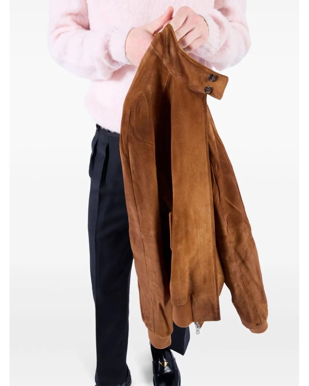 Prada Brown Suede Bomber Jacket for men