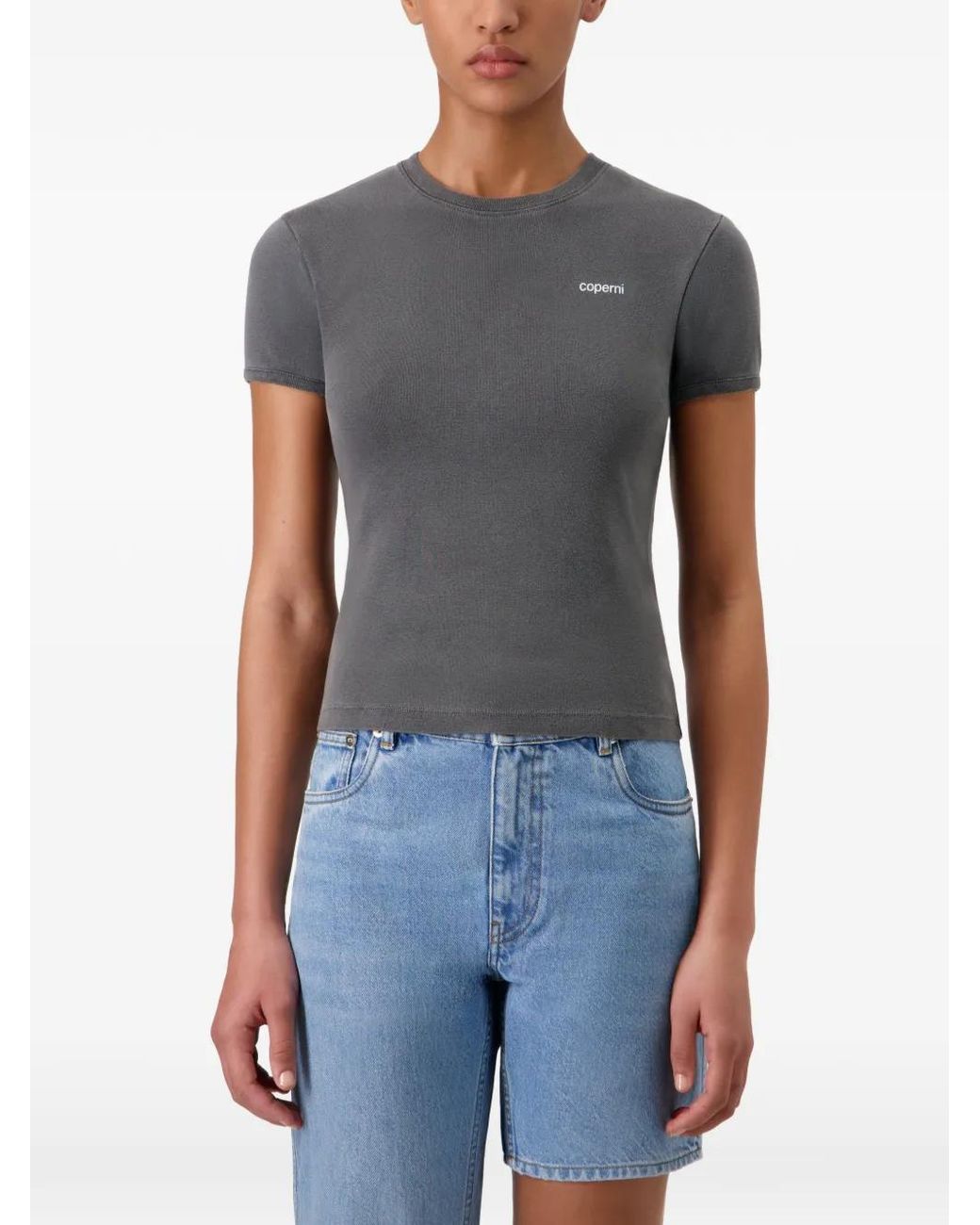 Coperni Black Logo-Print Cropped T-Shirt