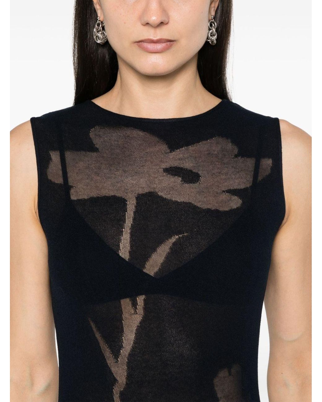 Paloma Wool Sabado Semi-Sheer Flower Jacquard Dress in Black | Lyst