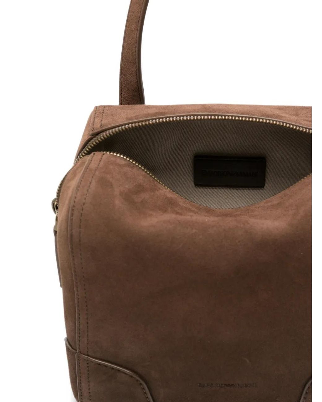 Emporio Armani Brown Suede-Finish Leather Shoulder Bag for men