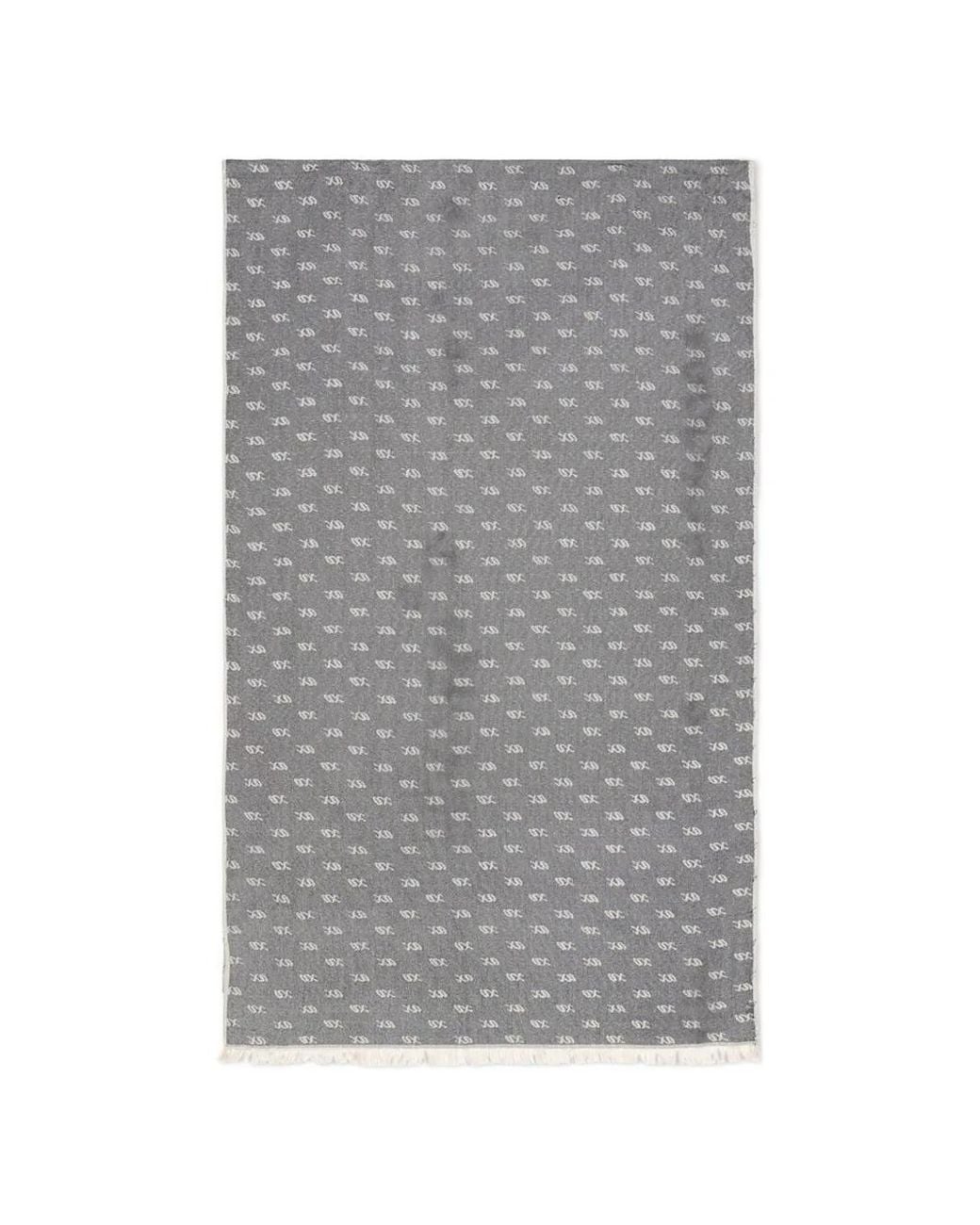 ARMANI EXCHANGE Gray Logo-Jacquard Fringed Scarf