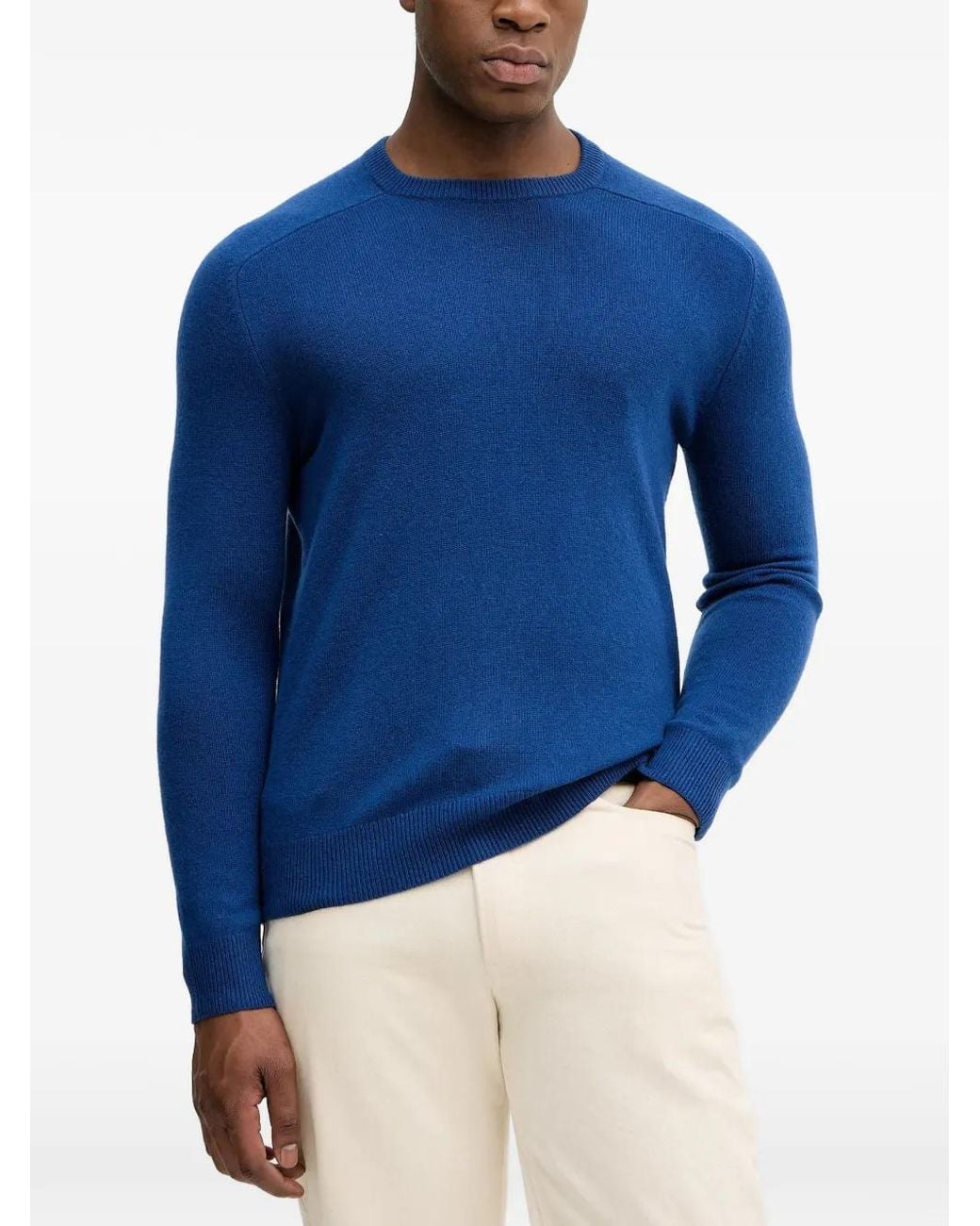 Benetton Blue Long-Sleeve Round-Neck Sweater for men