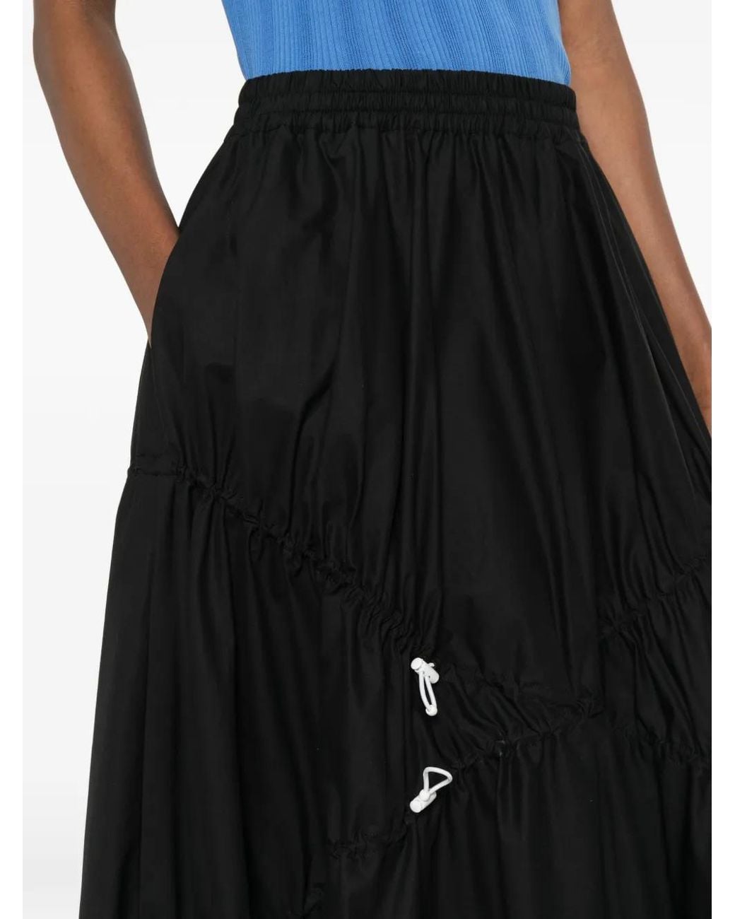 Moschino Black Stretch Cotton Poplin Skirt