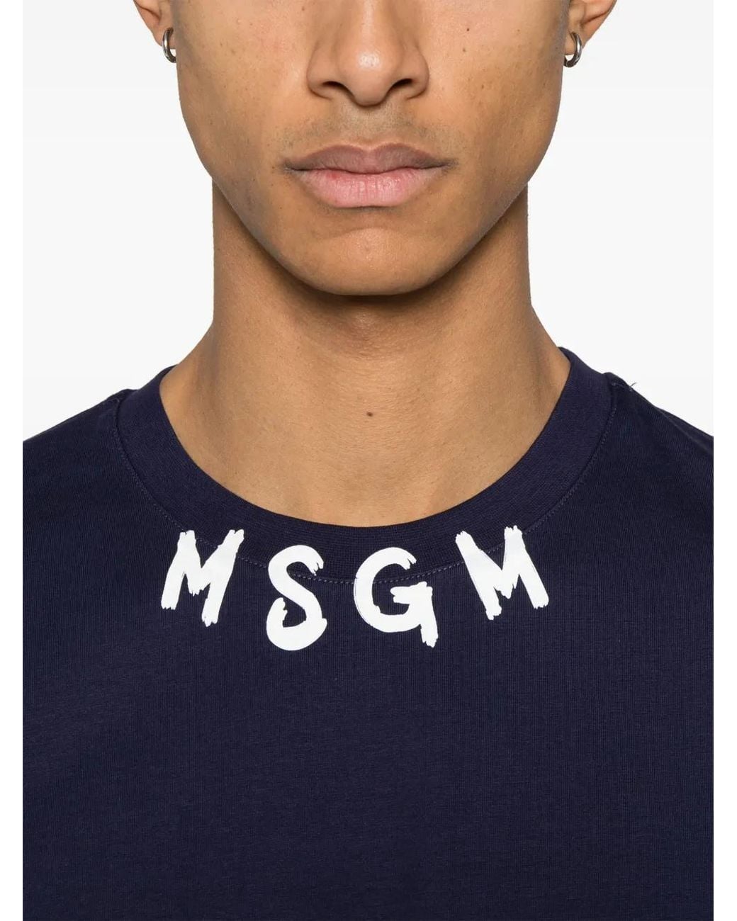 T-Shirt Logo di MSGM in Blue da Uomo