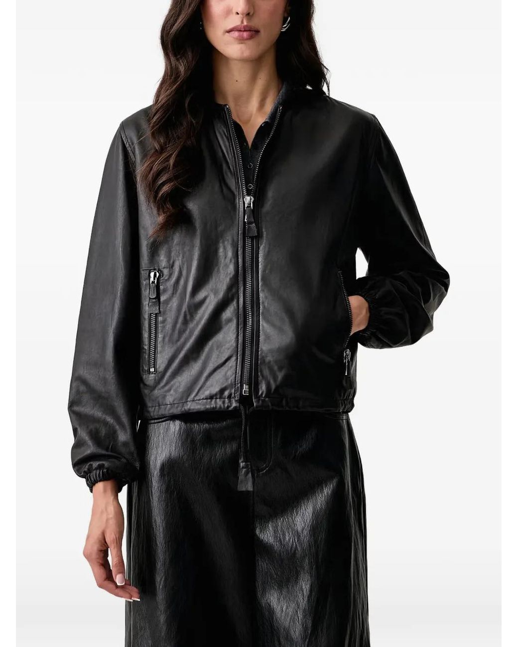 Trussardi Black Leather Bomber Jacket