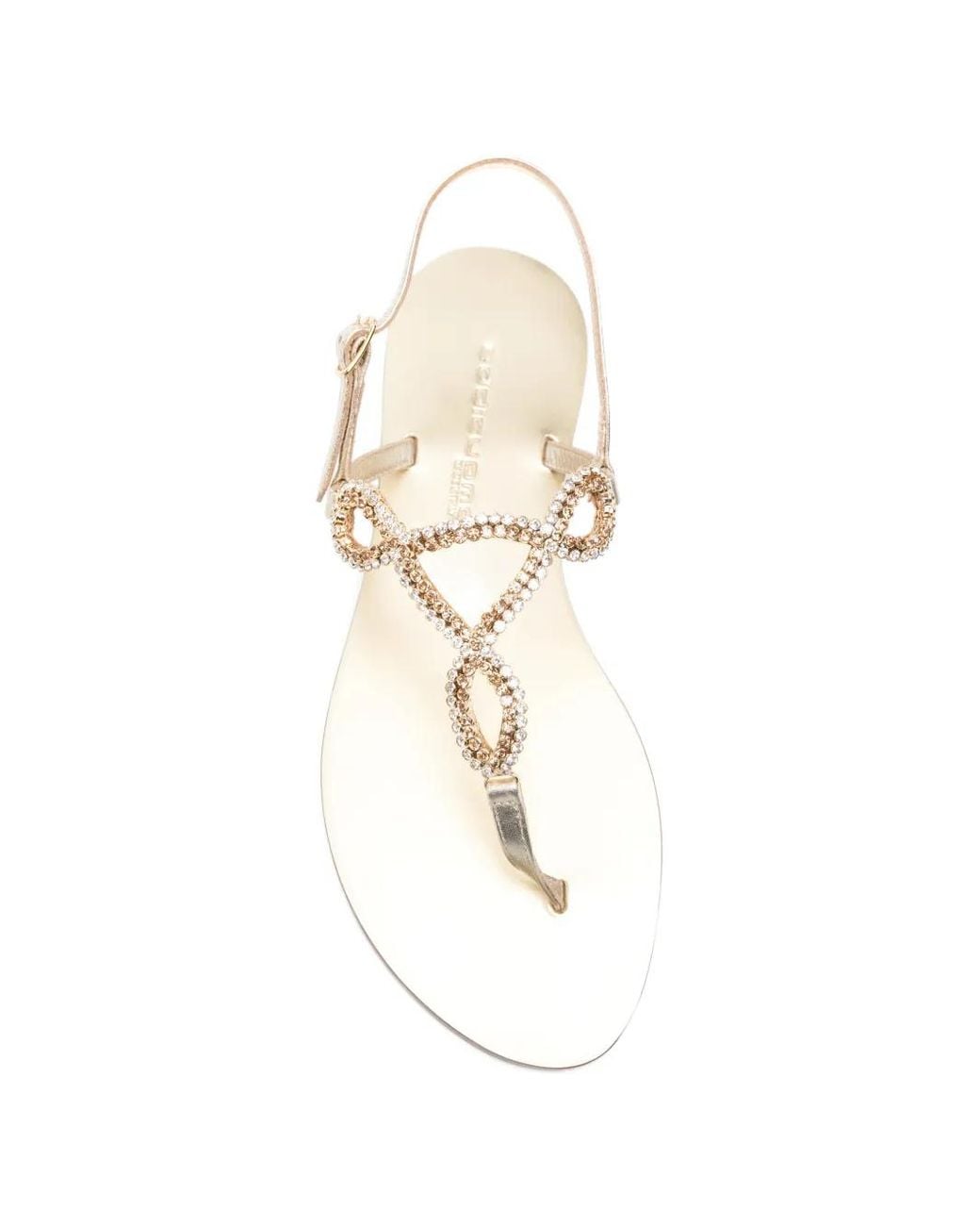 EDDI CUOMO White Glass-Embellished T-Strap Sandals