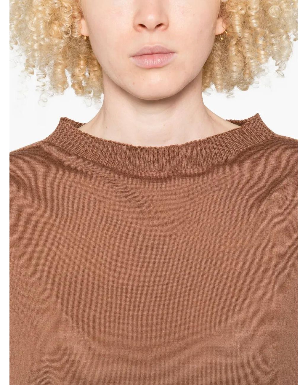 Liviana Conti Brown Solange Knit Boat-Neck Wool Jersey
