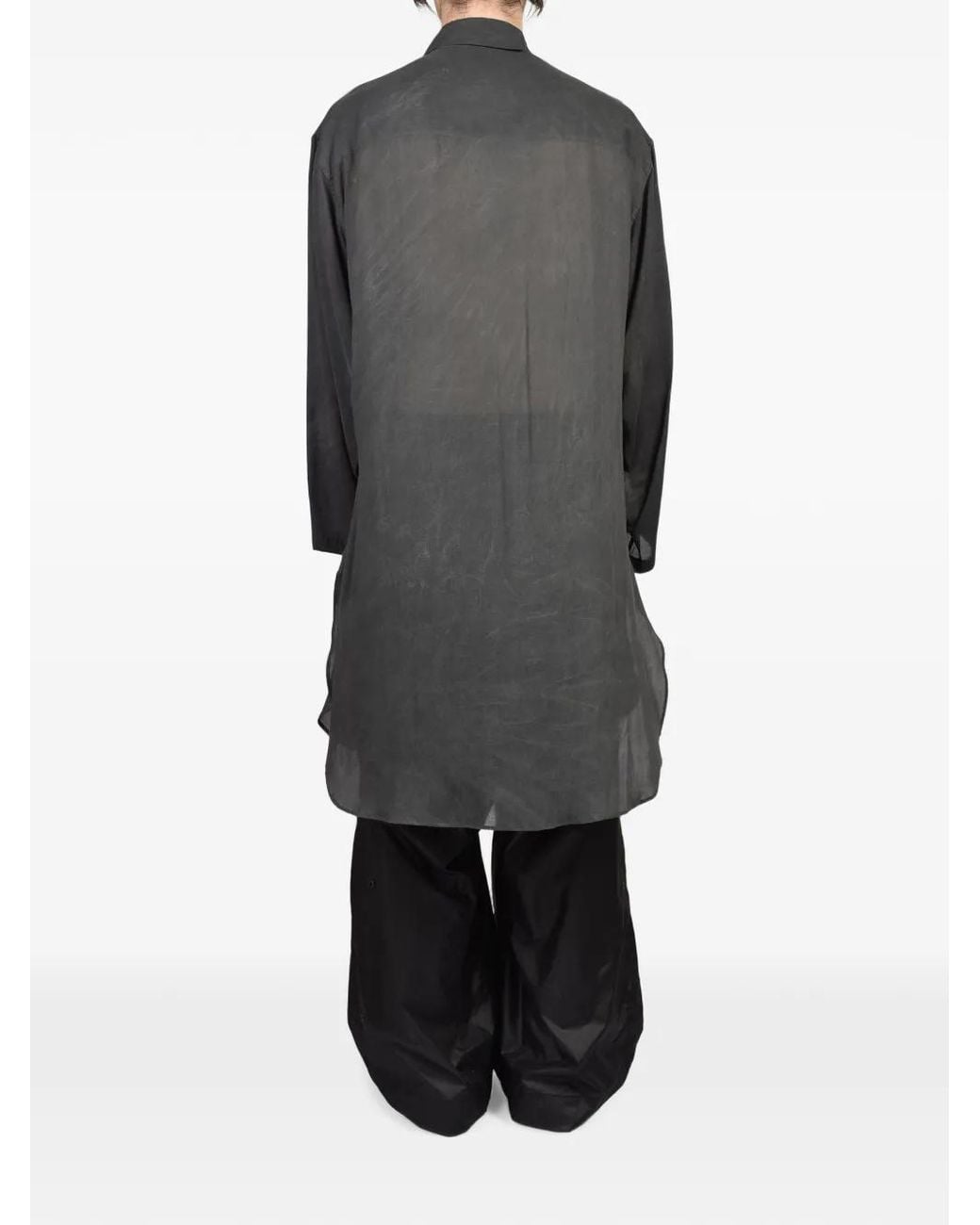 Yohji Yamamoto Gray Chemise Longue À Col Asymétrique for men