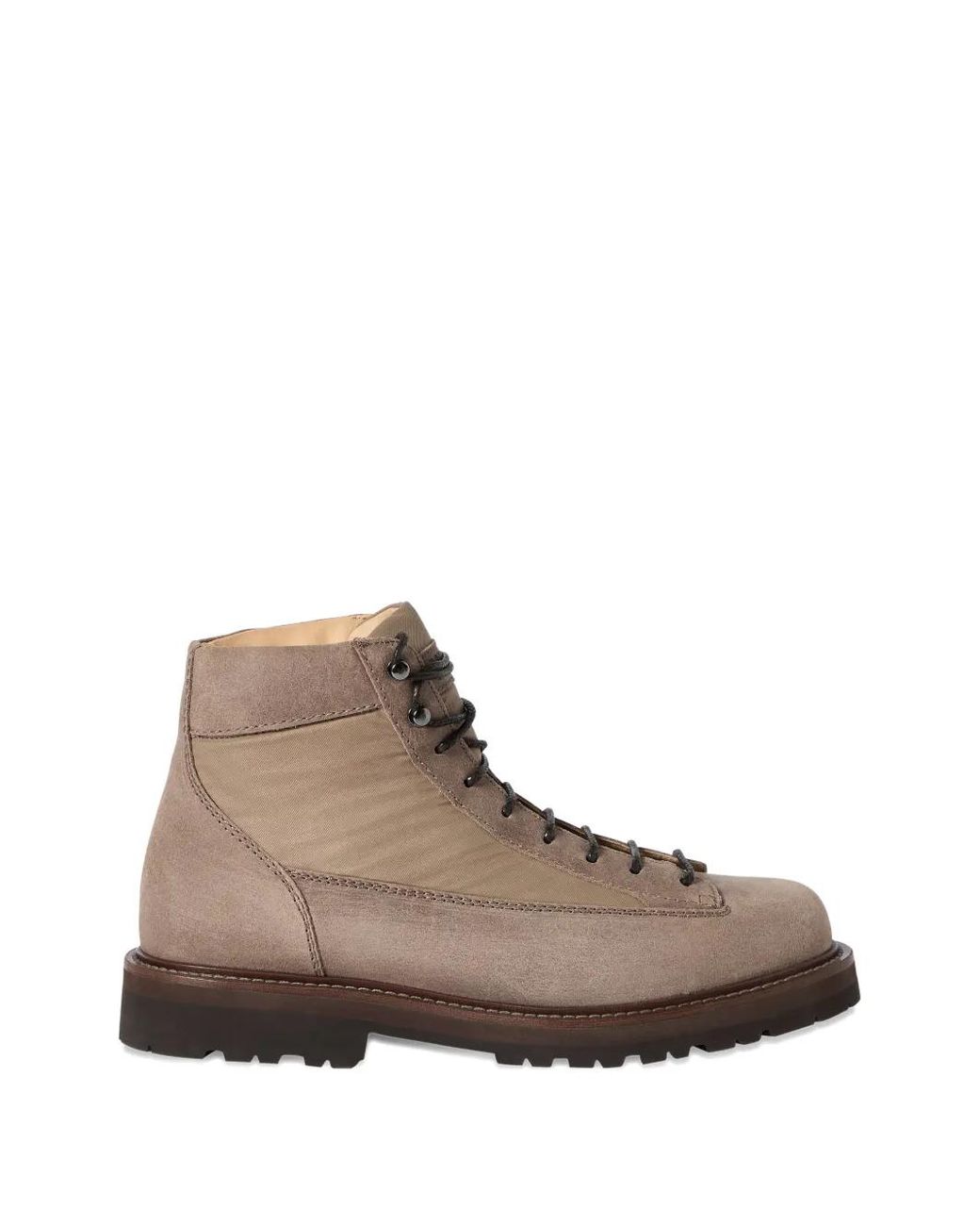 Brunello Cucinelli Brown Suede And Techno Fabric Urban Outdoor Boots for men